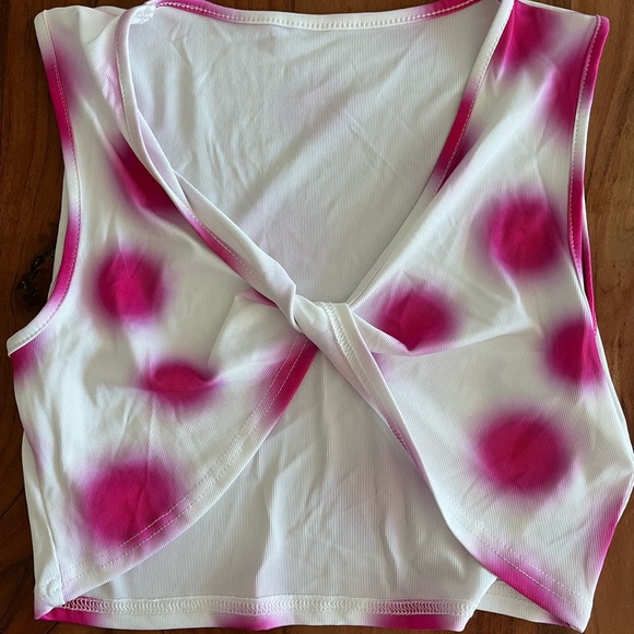 pink polka dot cross top - Picture 1 of 2